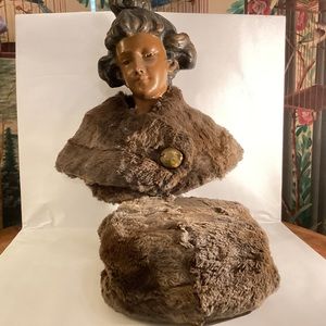 Vintage beaver fur collar and muff hand made